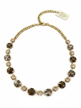 Anthropologie Gold-Tone Necklace with Brown and Champagne Crystals